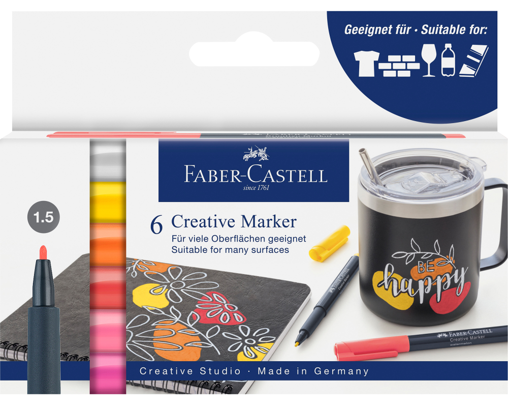 FABER-CASTELL Creative Marker 1-3mm 160705 Summer breeze 6 Stück