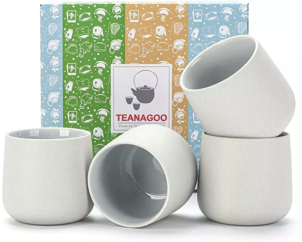 TEANAGOO Japanische Teetassen 205 ml, 4 Stück, Hellgrau