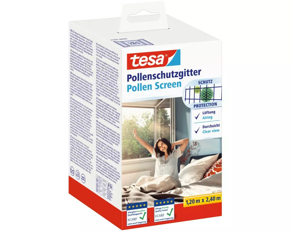 tesa Pollenschutzgitter 120 x 240 cm, Anthrazit-transparent