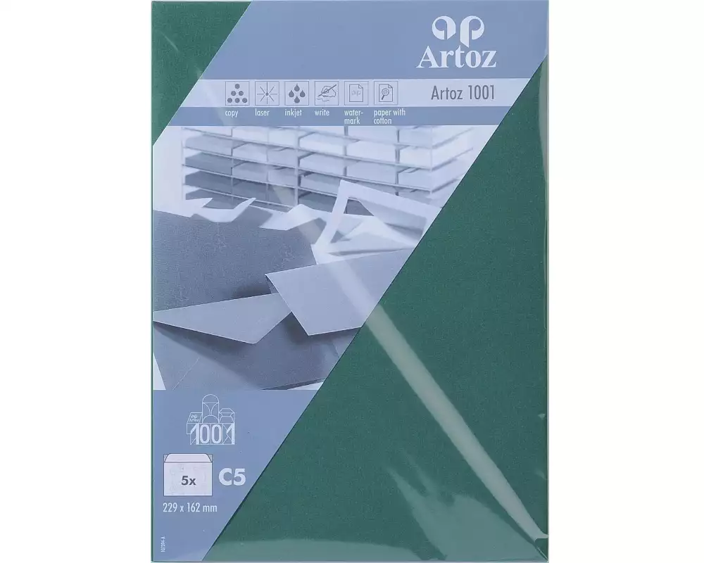 Artoz Couvert 1001, C5, 5 Stück, Racinggreen