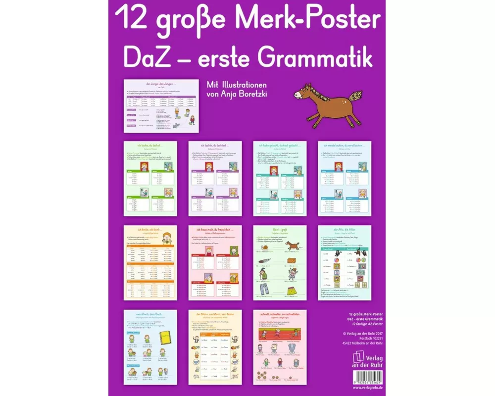 12 große Merk-Poster DaZ – erste Grammatik