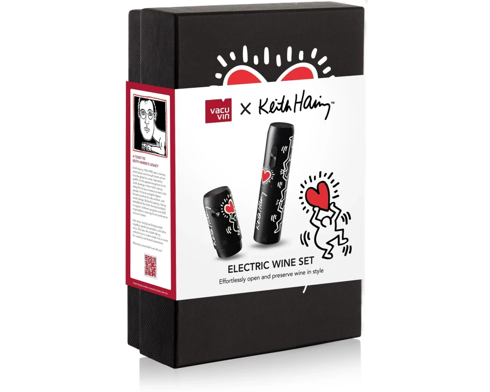 Vacuvin Elektrisches Weinset Keith Haring Schwarz