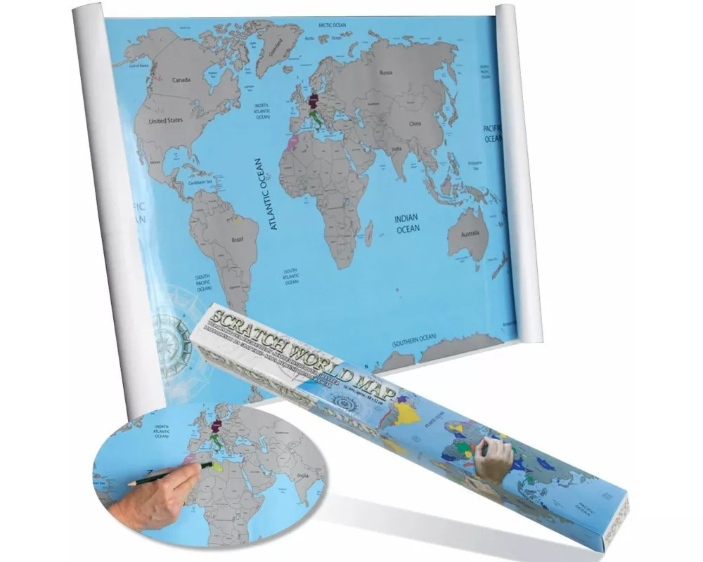 Weltkarte zum Freirubbeln. Ganze Welt (88 x 52 cm)