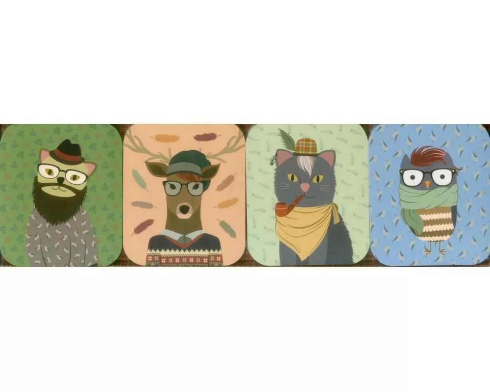 Pocket Note Set of 4 Mini Pads: Hipster Animals
