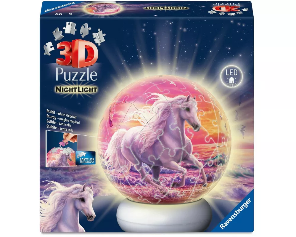 3D Puzzle-Ball Nachtlicht Pferde am Strand