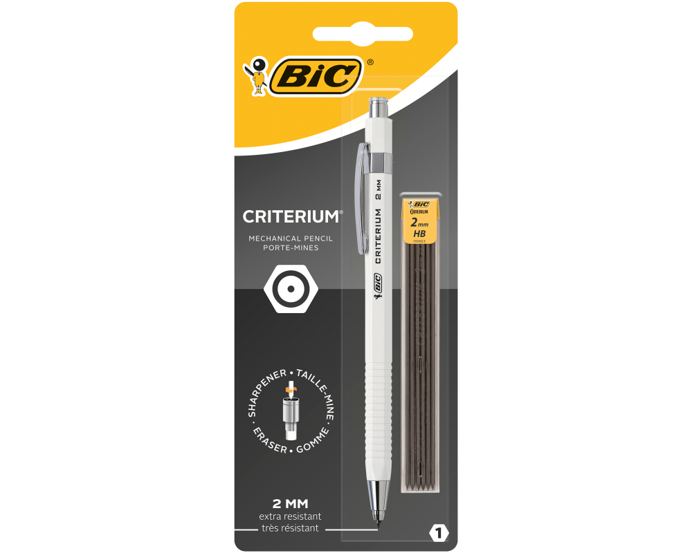 BIC Druckbleistift Criterium HB 8755831 1+1 Stück, weiss, schwarz