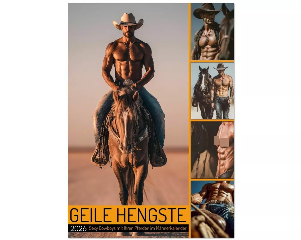 GEILE HENGSTE - Sexy Cowboys mit Ihren Pferden im Männerkalender (Wandkalender 2026 DIN A4 hoch), CALVENDO Monatskalender