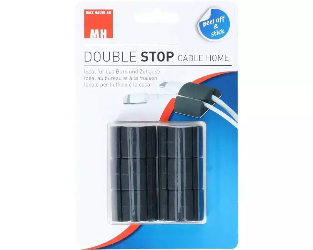 Max Hauri Kabel-Clip 2er, 6 Stück, Schwarz