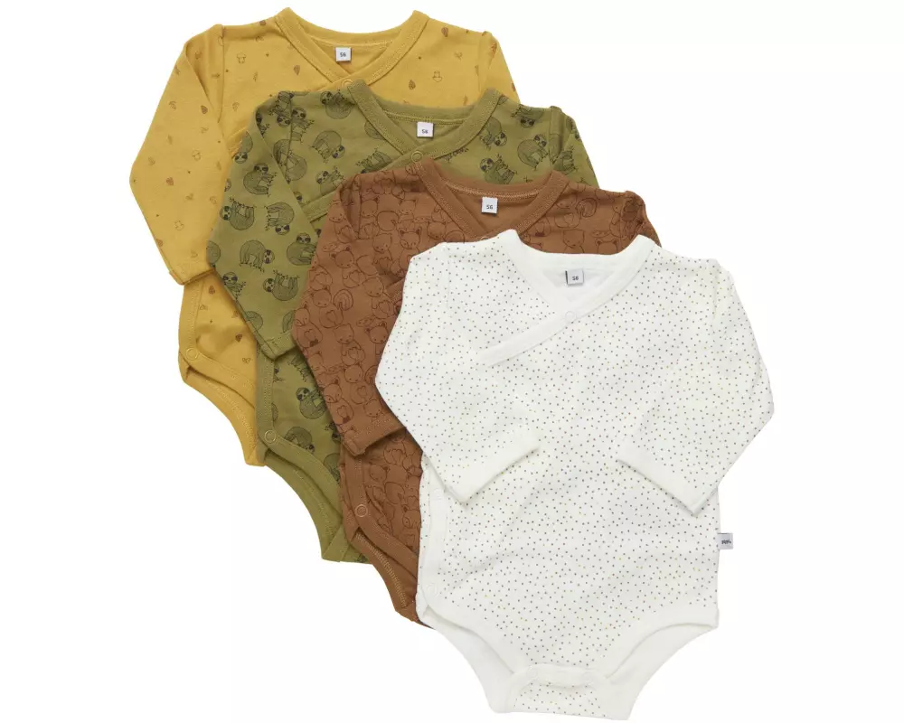 pippi Langarm-Wickelbody 4er Set Tinsel Gr. 74