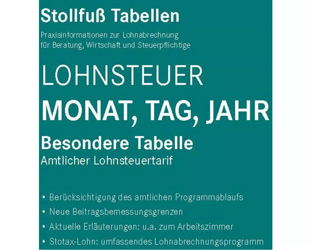 Tabelle, Lohnsteuer 2025 Monat, Tag, Jahr Sonderausgabe August