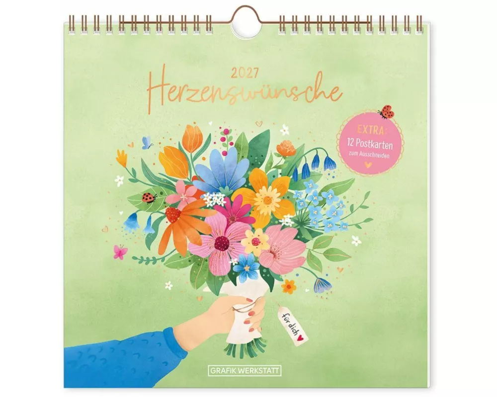 Wandkalender quadratisch 2027 Herzenswünsche