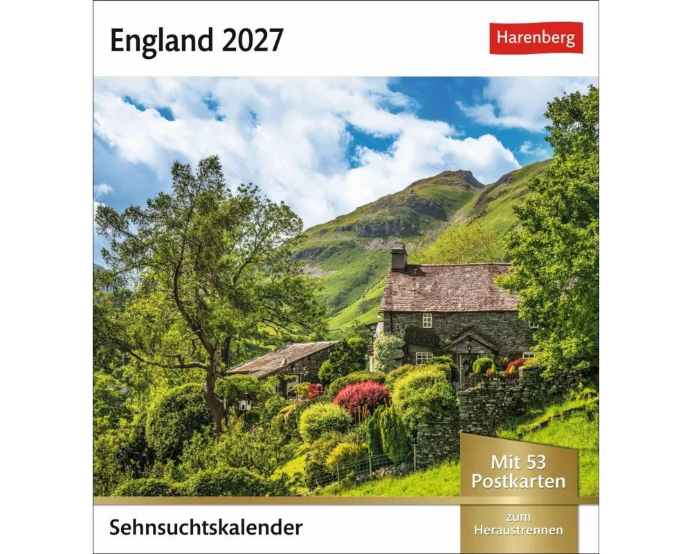 England Sehnsuchtskalender 2027 - Wochenkalender mit 53 Postkarten