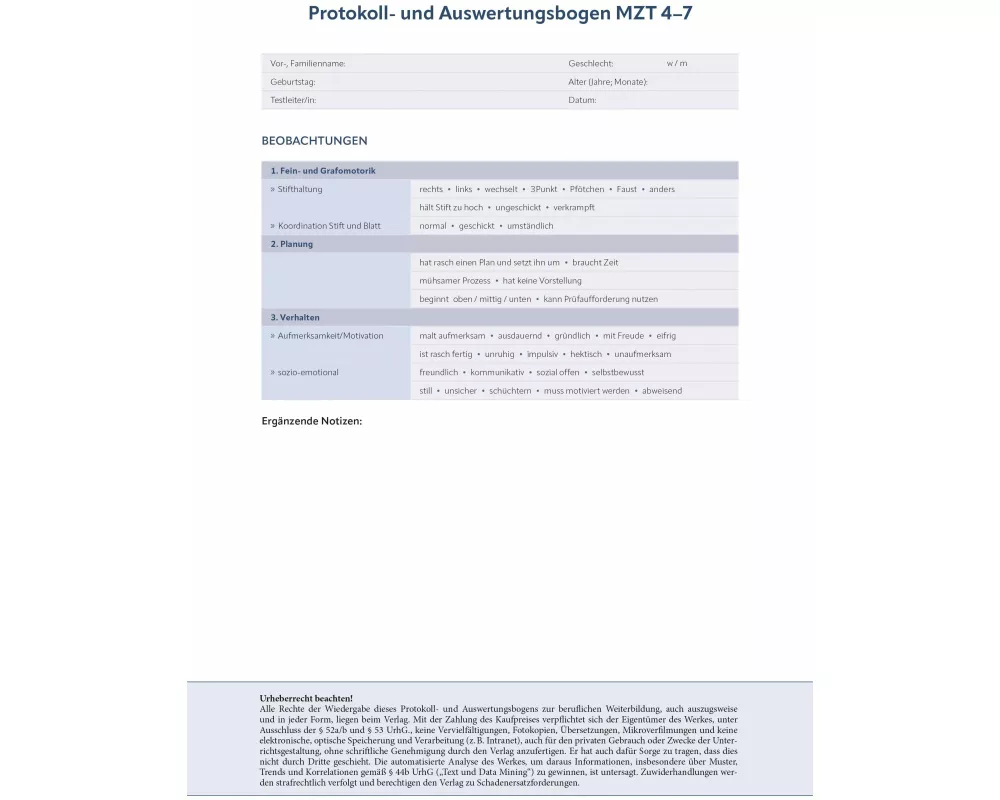 Protokoll- und Auswertungsbogen MZT 4-7