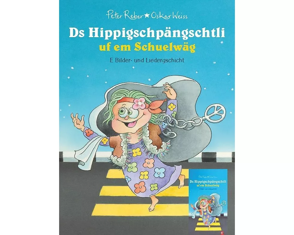 Ds Hippigschpängschtli uf em Schuelwäg, Hippi-Set (Buch + Magnetschild)