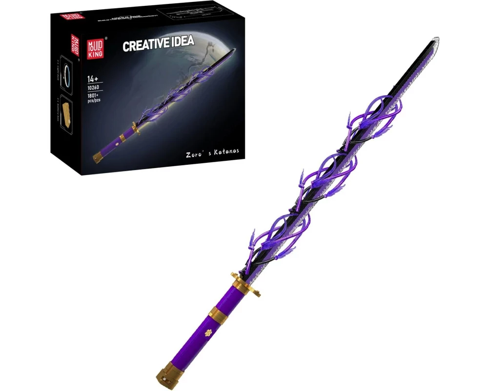 Mould King Zoro's Katana 3 Anime Manga Lila Gold beleuchtet