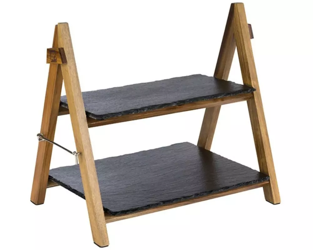 APS Serviergestell 2-stufig Braun/Schwarz