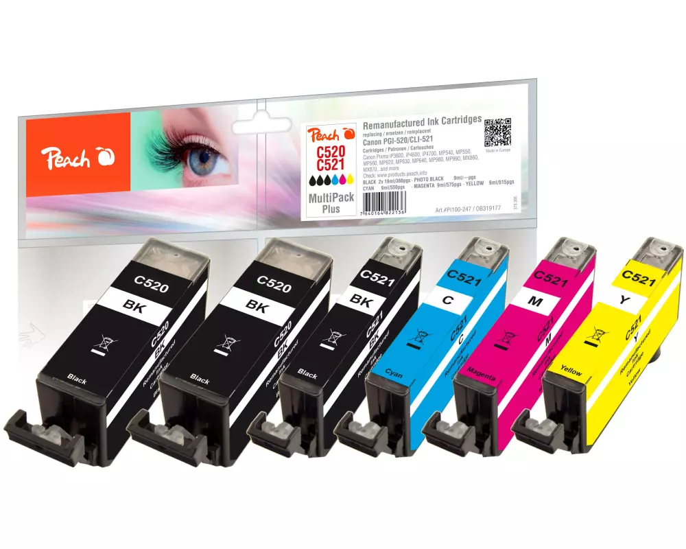 Peach Tinte Canon PGI-520/CLI-521 Multi-Plus C, M, Y, 3x BK
