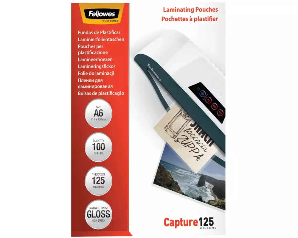 Fellowes Laminierfolie A6, 125 µm, 100 Stück, Glänzend