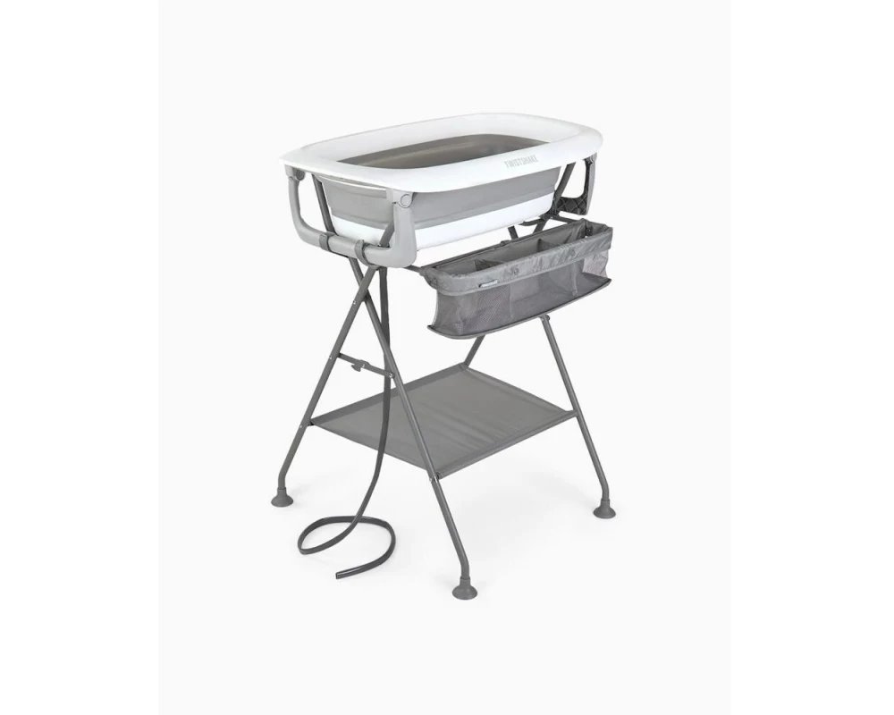 Twistshake Baby Badewanne + Kissen & Rinser & 3 Badetiere Pastel Grey