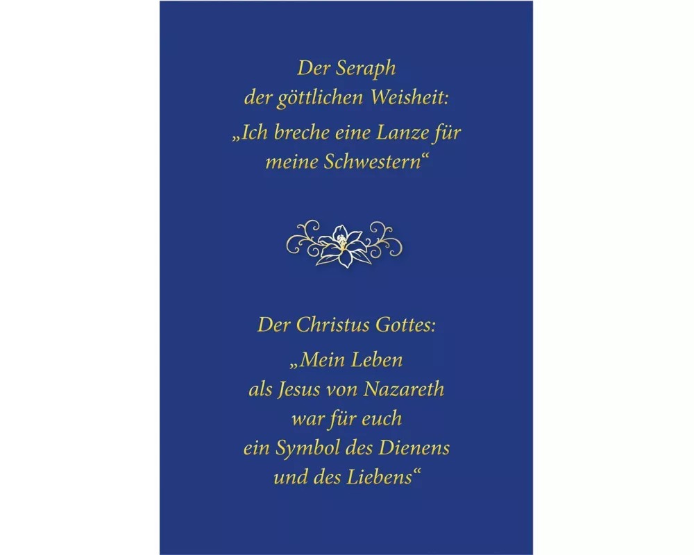 Der Seraph der göttlichen Weisheit - Ich breche eine Lanze für meine Schwestern