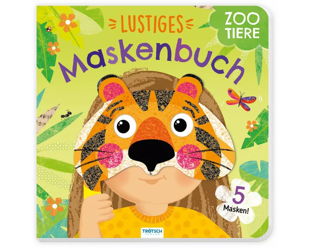 TRÖTSCH - Lustiges Maskenbuch "Zootiere" | Interaktives Pappenbuch mit 5 herausnehmbaren Zootier-Masken zum Spielen und Verkleiden | Mit eingängigen R