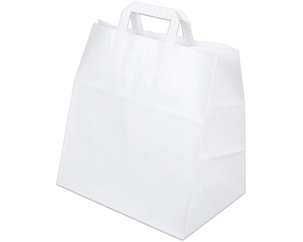 ELCO Geschenktüte mit Flachhenkel 32 x 22 x 30 cm 50 Stück, Weiss