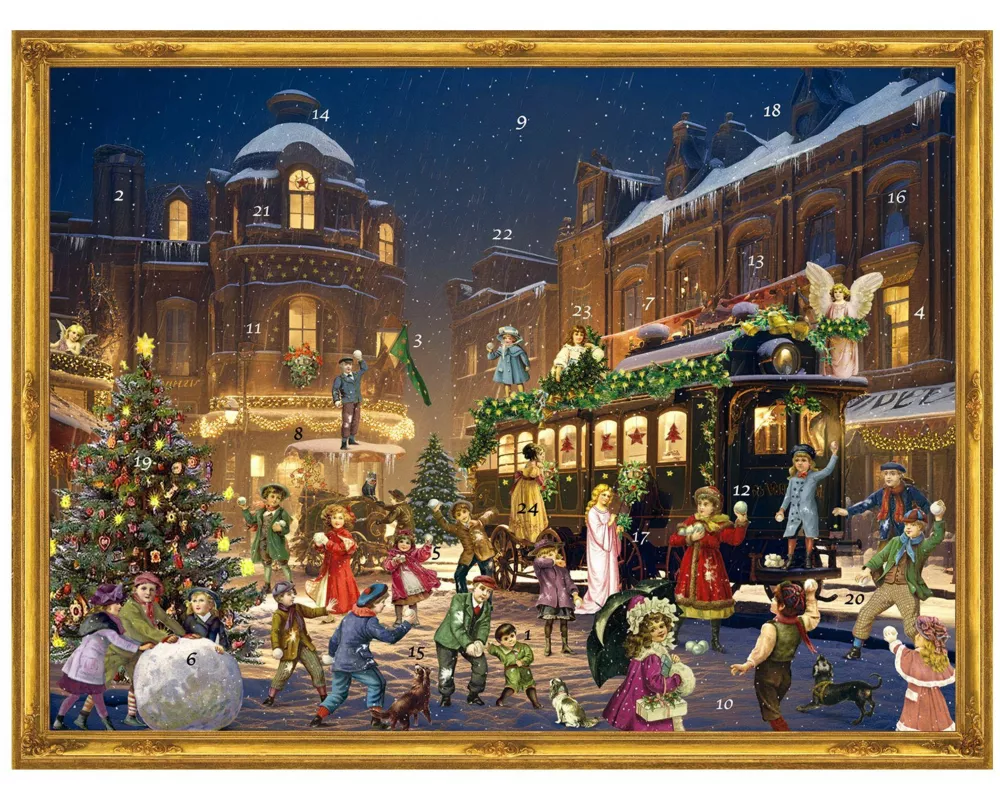 Adventskalender, viktorianisch "Weihnachtlicher Bahnhof"