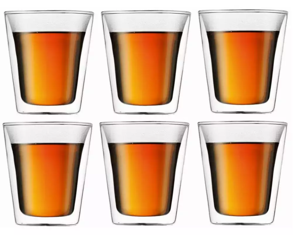 Bodum Thermobecher Canteen 200 ml, 6 Stück, Transparent