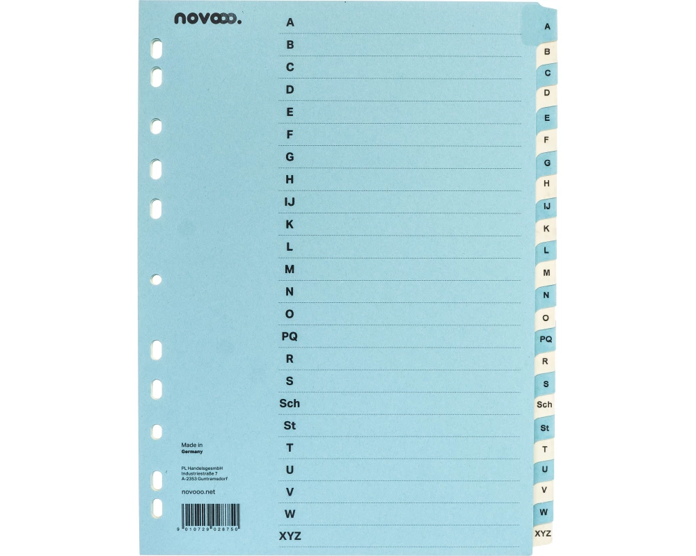 novooo. Register A4, 1 Reihe, A-Z Blau/Beige