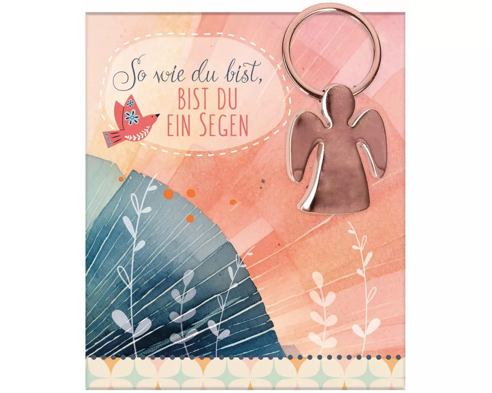 Engel-Schlüsselanhänger aus roségoldfarben Metall