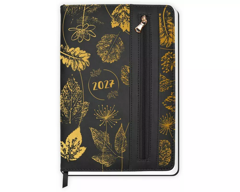 TRÖTSCH - Wochenplaner A5 mit Tasche Flowers black 2027