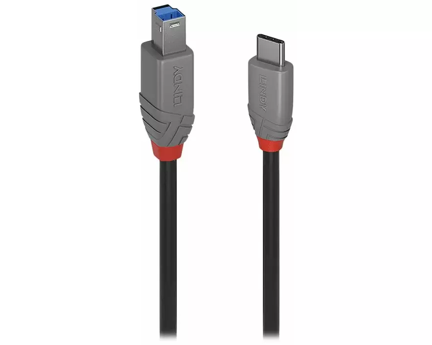 LINDY 3m, USB 3.2, Type C, to B, Cable, Anthra Line