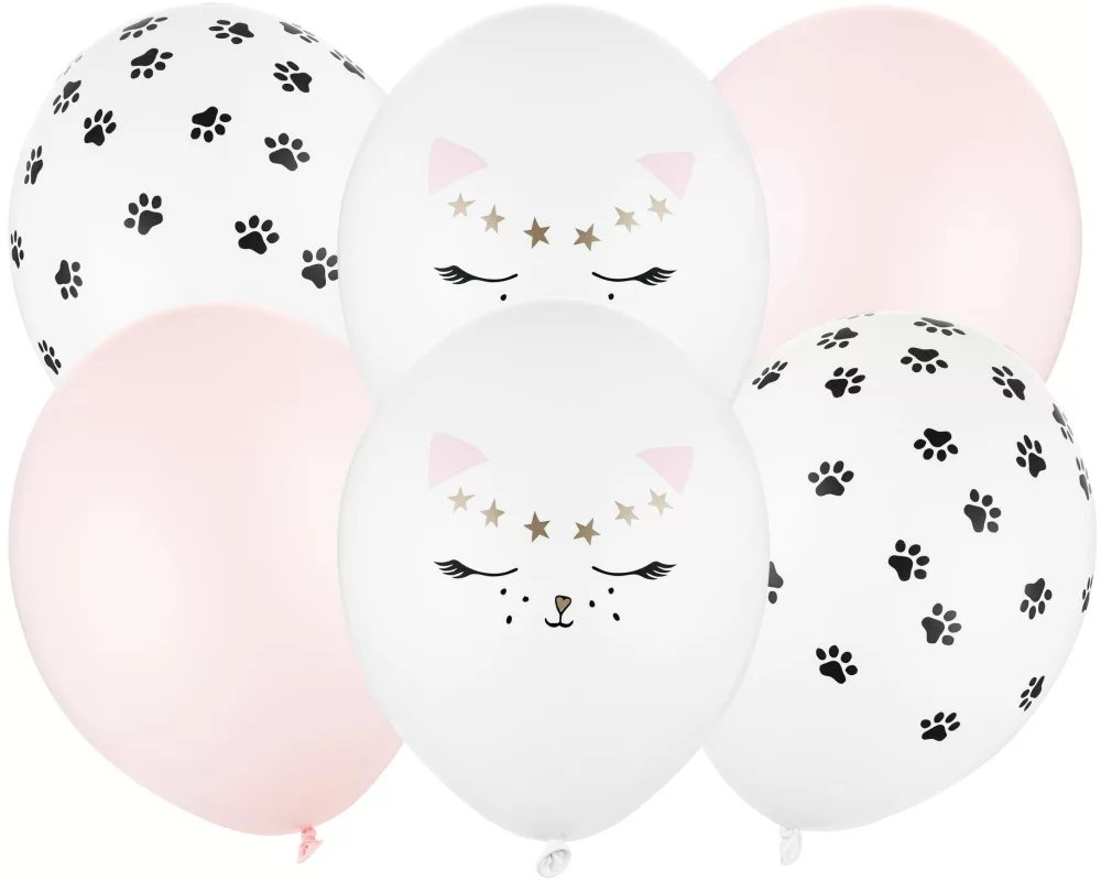 Partydeco Luftballon Cat mix Ø 30 cm, 6 Stück