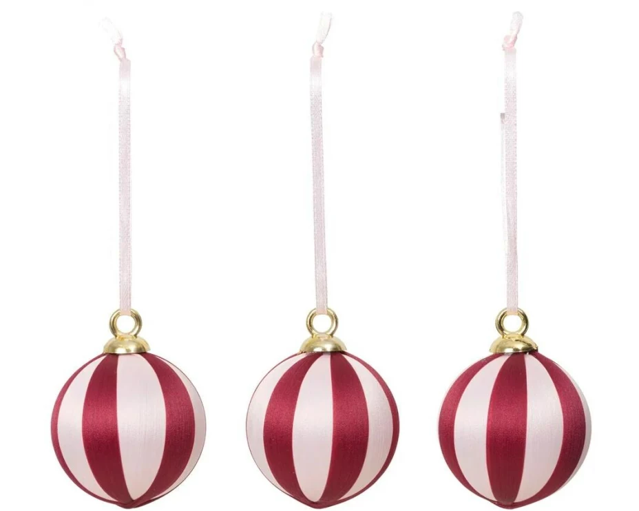 Broste Copenhagen Joy Ornament Aufhänger Red/Pink, 8 Stück