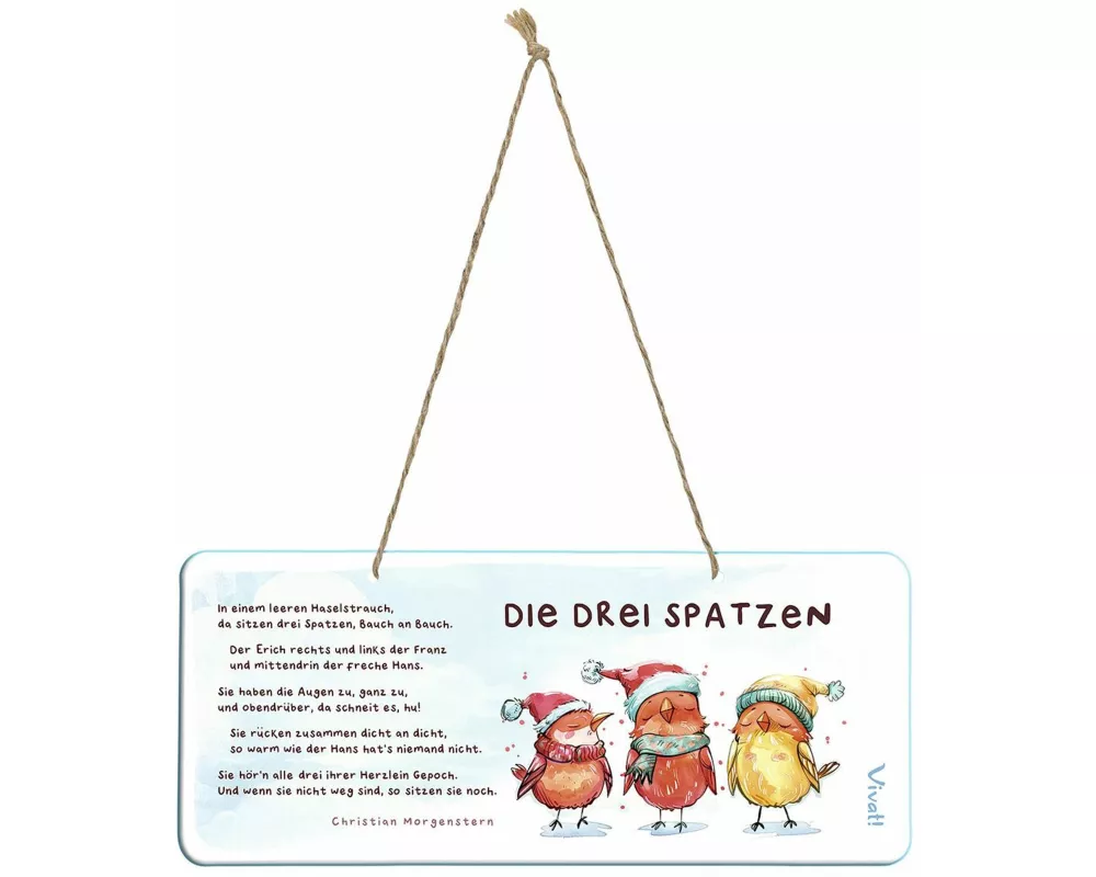 Deko-Schild 'Die drei Spatzen' aus Metall