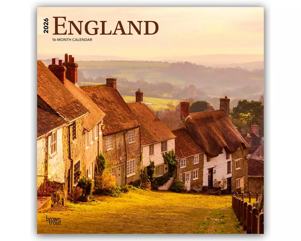 England 2026 12 X 24 Inch (Hanging) Monthly Square Wall Calendar Plastic-Free