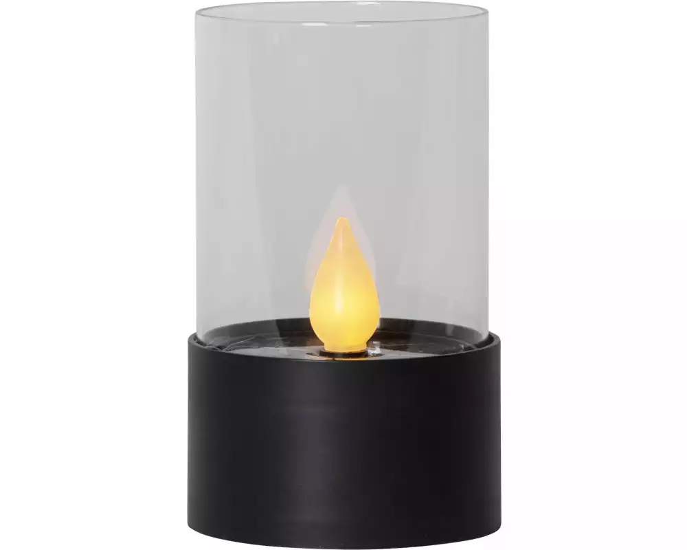 Star Trading LED-Kerze Solar Puloun, Ø 8.5 x 14 cm, Schwarz