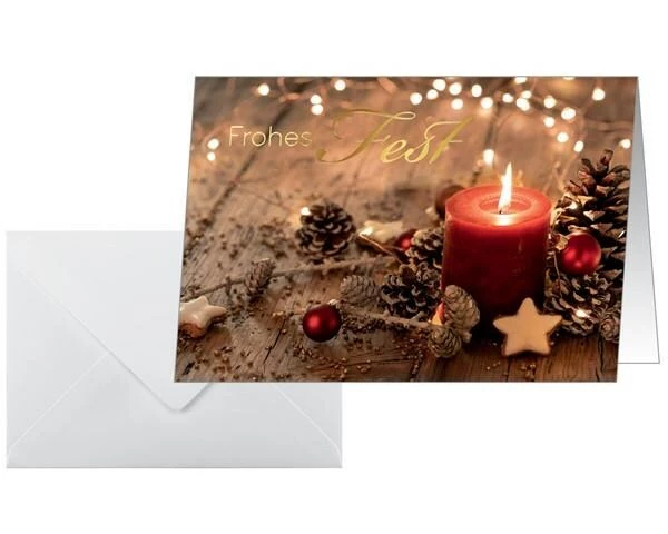 Sigel Weihnachtskarten Set, Red Christmas Candle