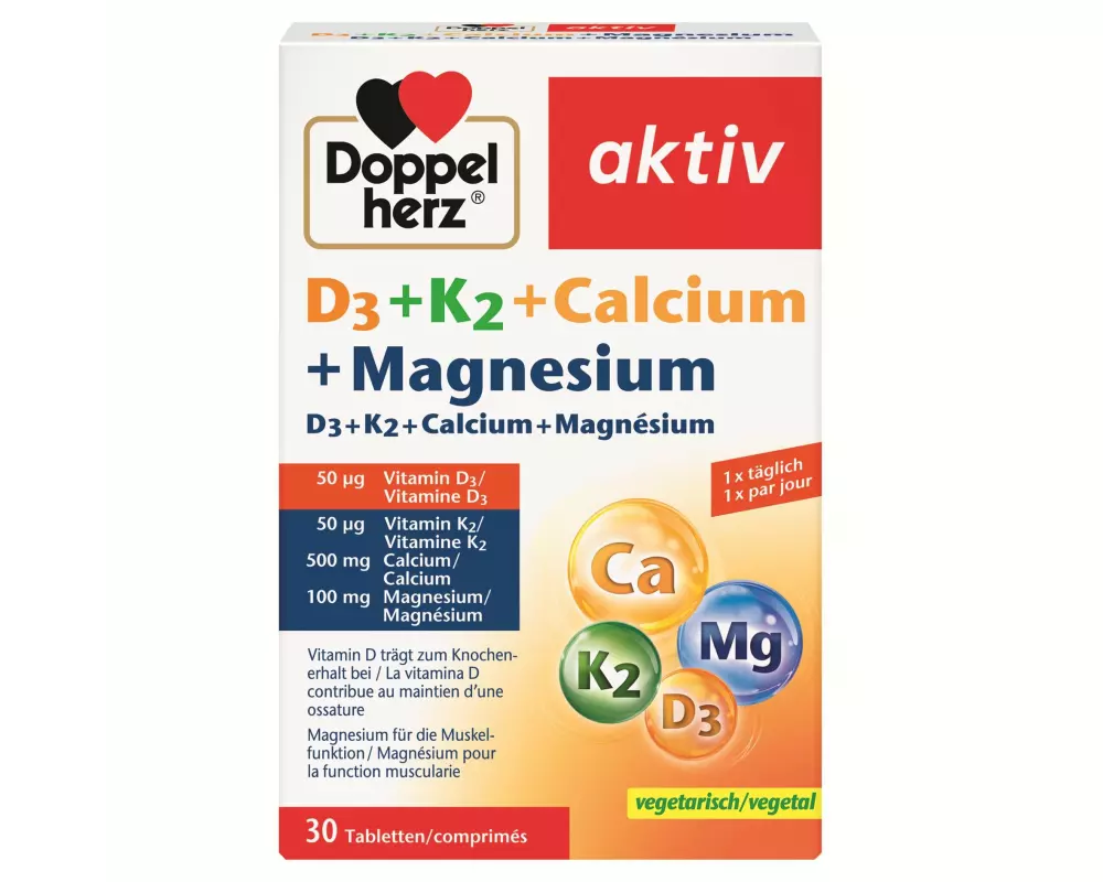 Doppelherz D3 + K2 + Calcium + Magnesium 30 Stück