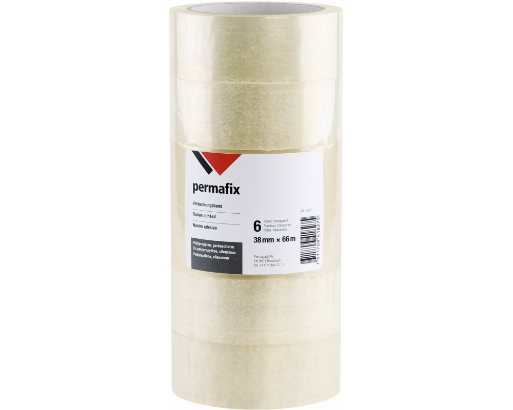 PERMAFIX Verpackungsband 41827 Transparent 38mmx66m 6Rollen