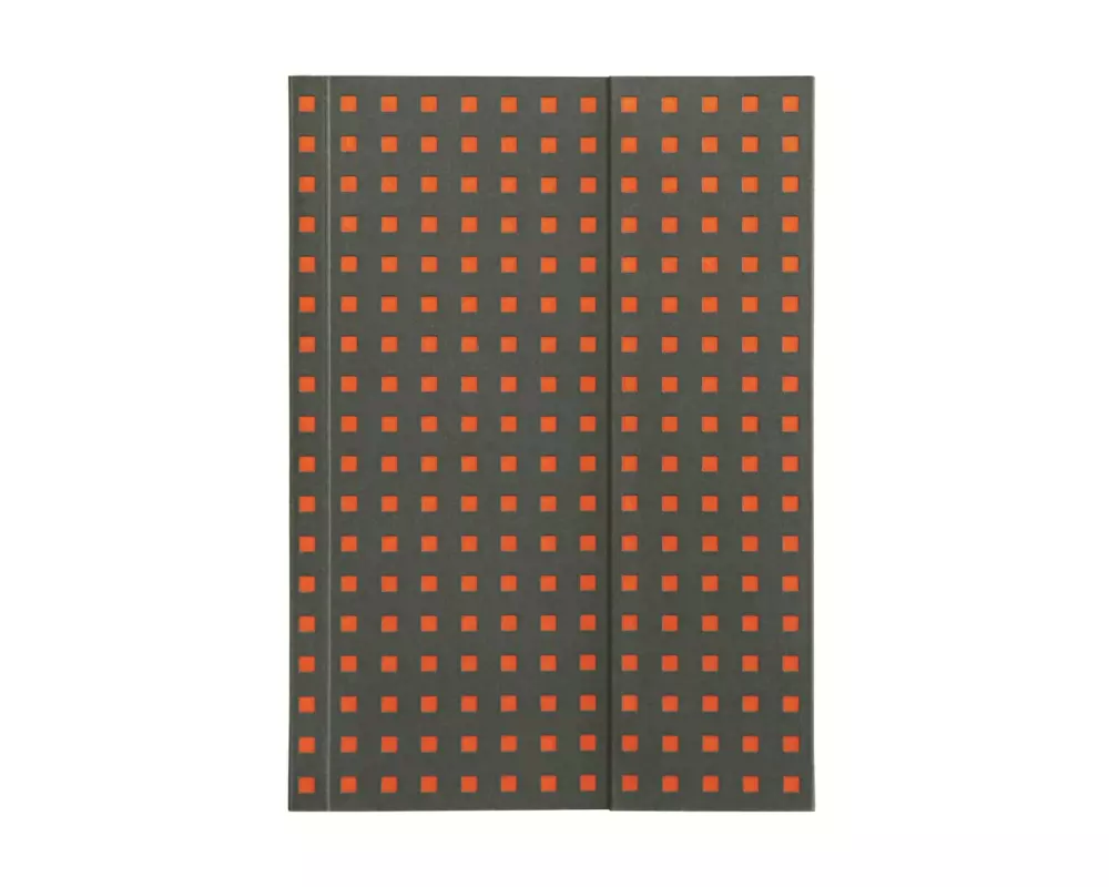 PaperOh Notizbuch Quadro B6, Liniert, Grau mit orangen Quadraten