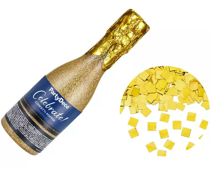 Partydeco Champagner-Konfetti-Kanone, Gold, 20.5 cm