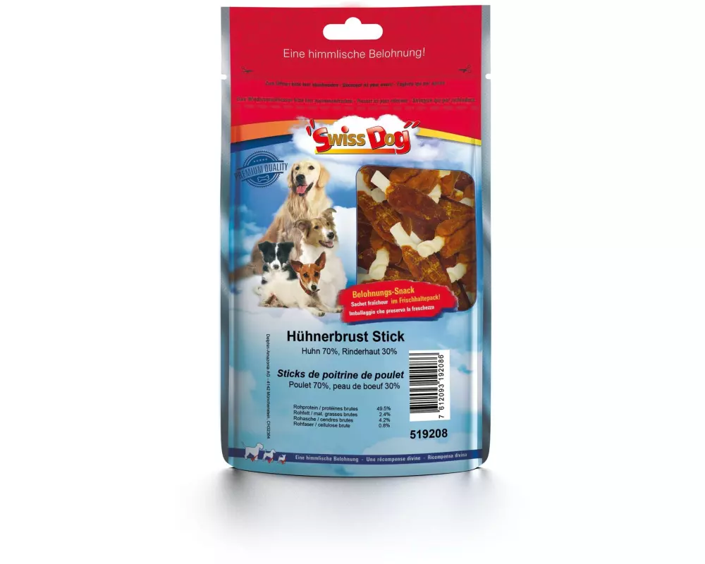 SwissDog Kausnack Hühnerbrust Stick, 7 cm, 130 g
