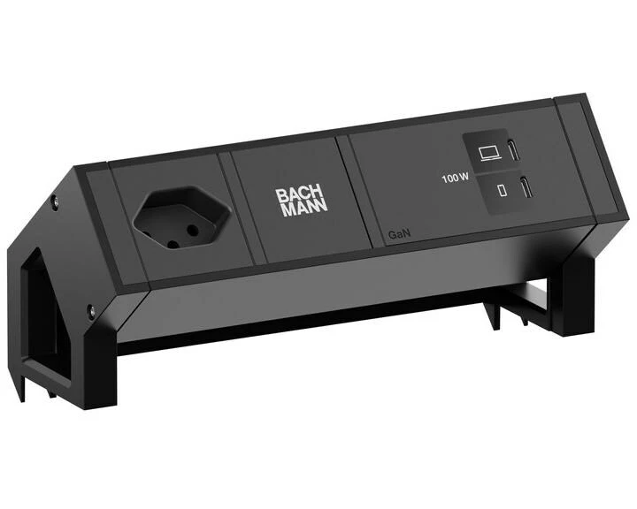 Bachmann Tischsteckdosenleiste DESK2 1xT13 1xUSB C/C 100W 0.2m black