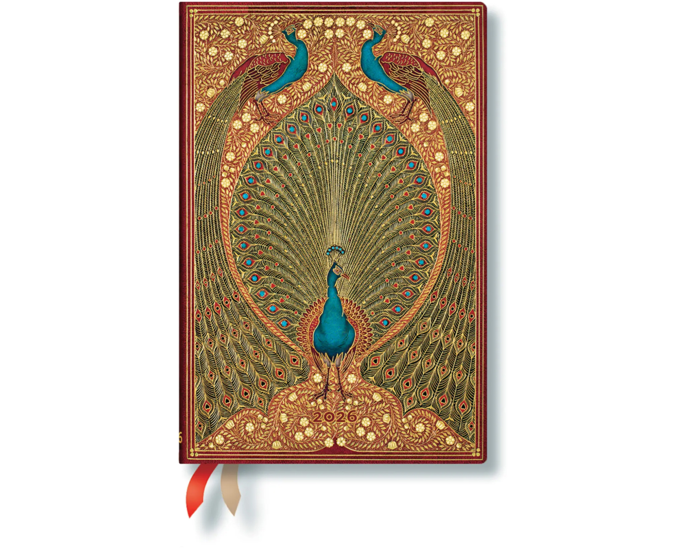 PAPERBLANKS Agenda Hafiz Pfauen 2026 DD0547-7 1T/1S TAG Mini HC DE 9.5x14cm