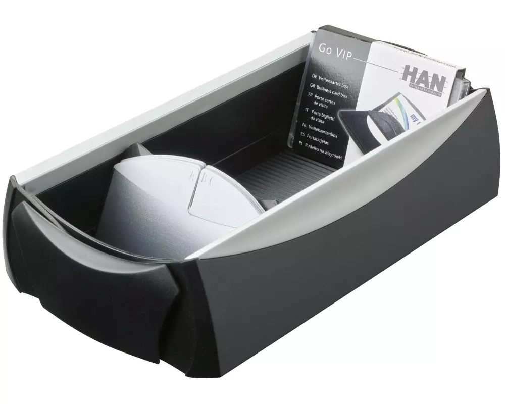 HAN Visitenkartenbox VIP 500 Karten, Schwarz/Silber