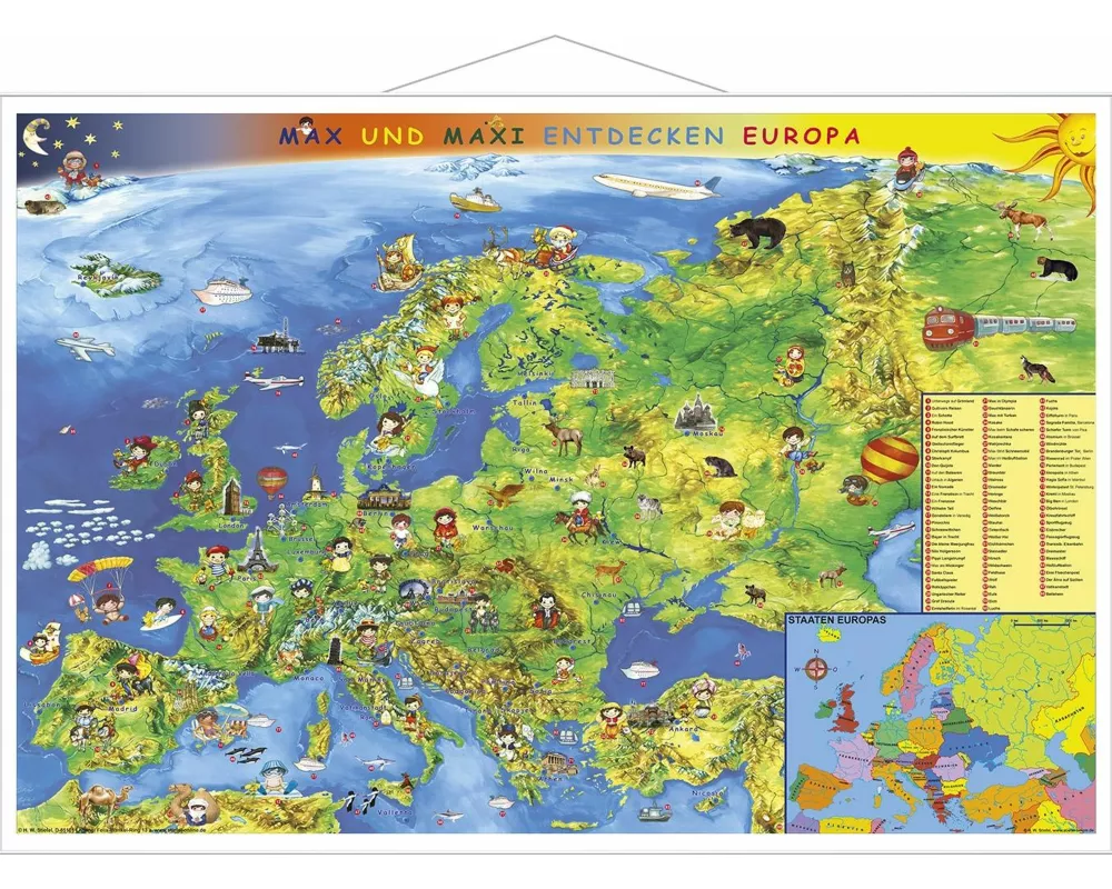 Kindereuropakarte. Wandkarte