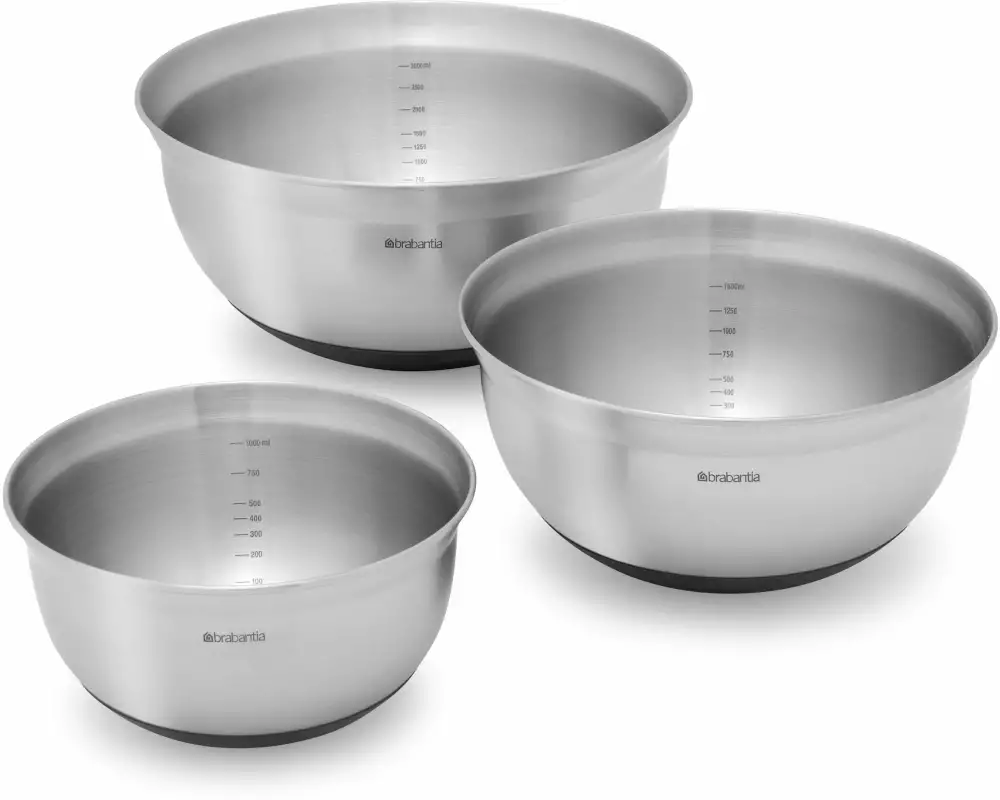 Brabantia Rührschüssel-Set 1 l/1.6 l/3 l, Silber