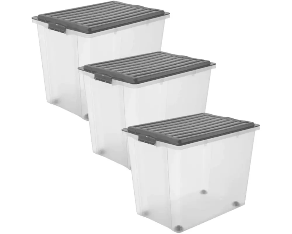 Rotho Aufbewahrungsbox COMPACT Grau, 3 tlg.
