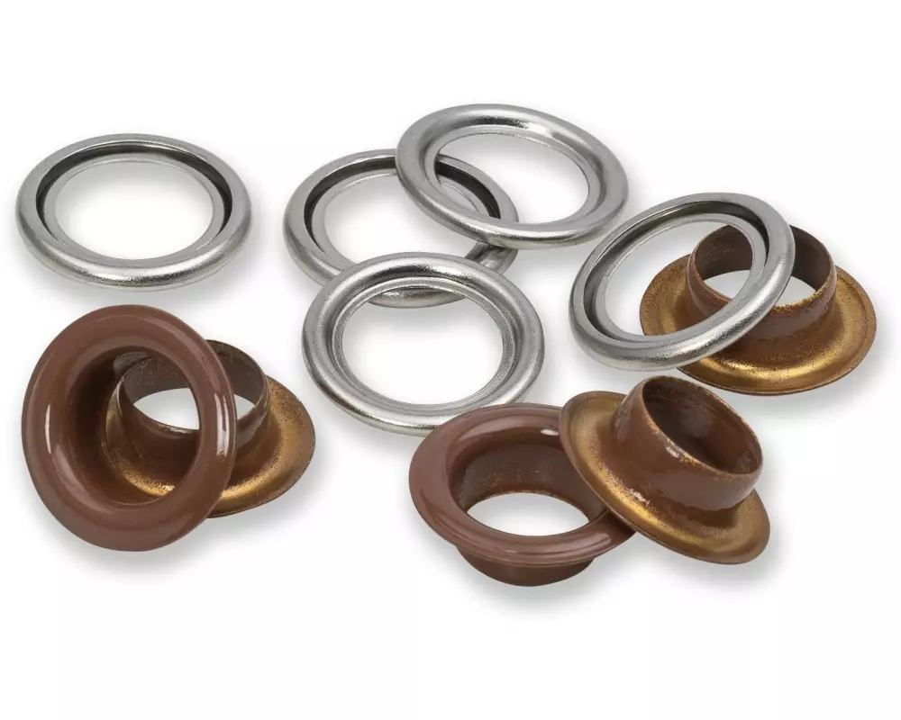 Prym Ösen mit Scheiben 20 Stück, Dunkelbraun-Silber